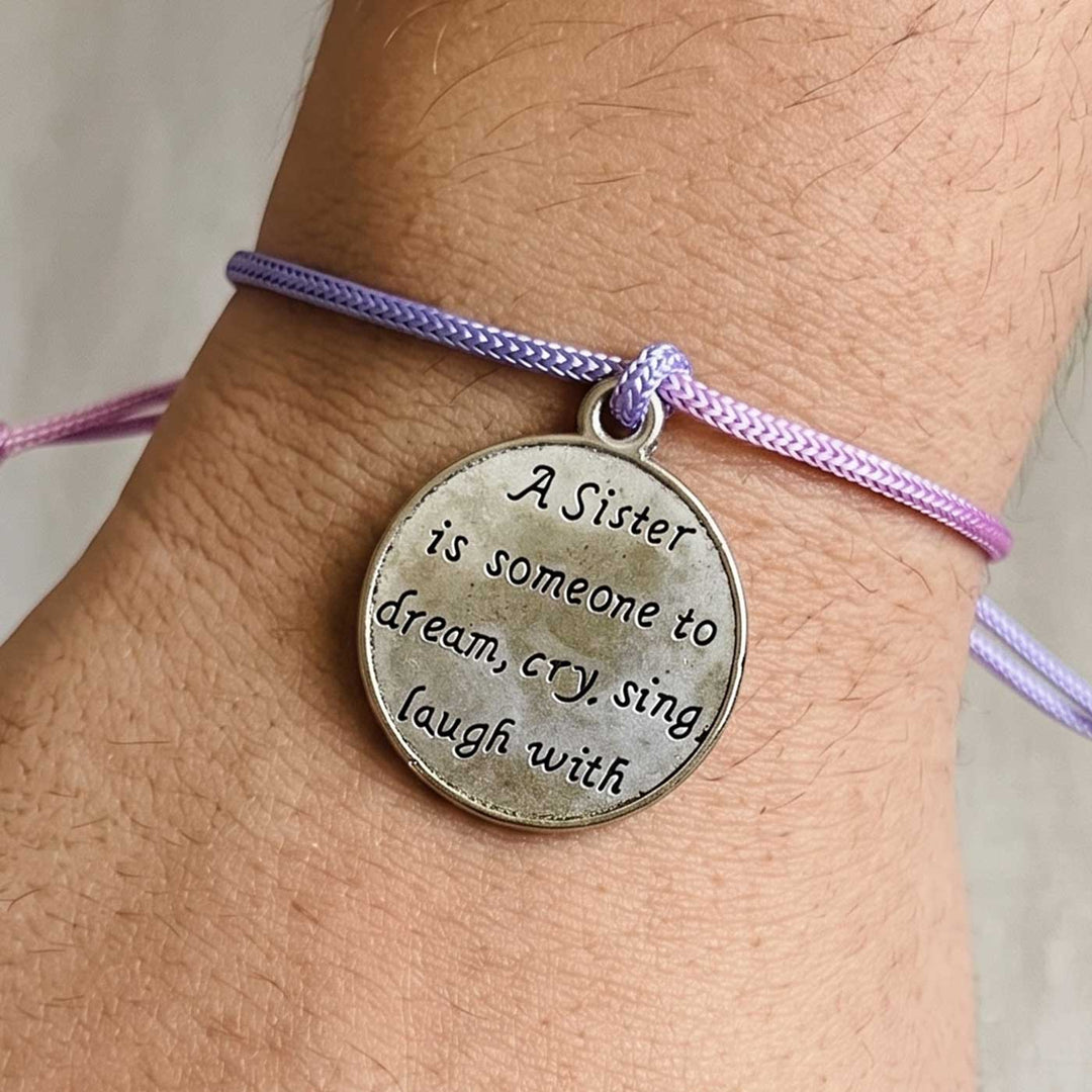 Engraved "A Sister Is Someone to Dream Cry Sing Laugh With" Quote Metal Charm Rakhi With Roli Chawal for Brother
