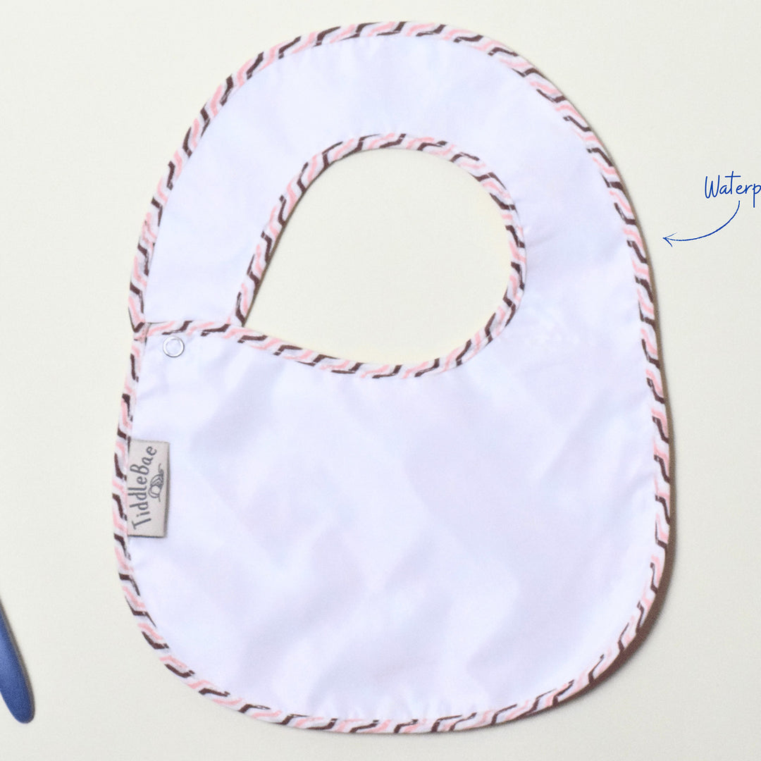 Block Printed Pink Puffy Bib