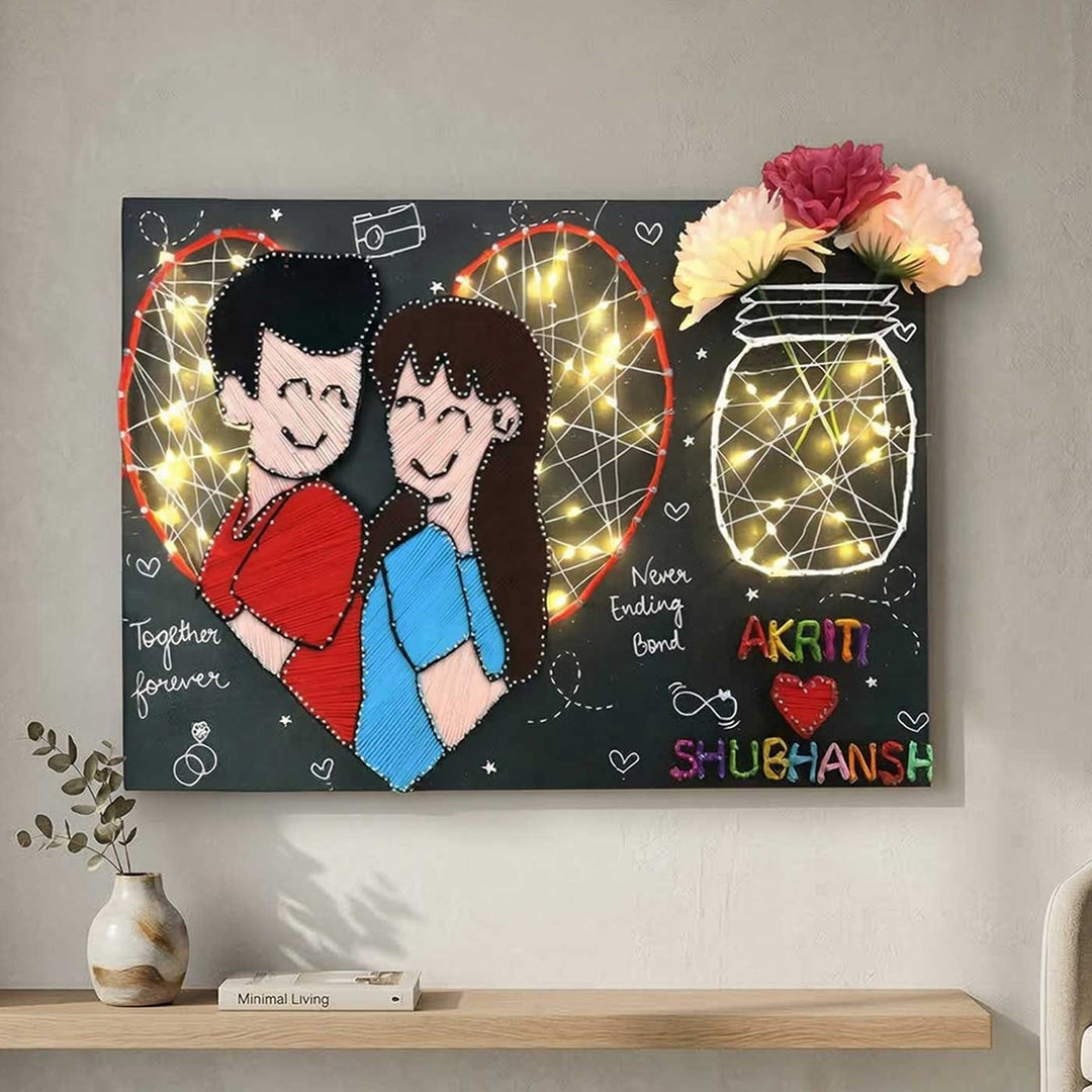 Photo Personalized String Art Heartstring Wooden Name Plate
