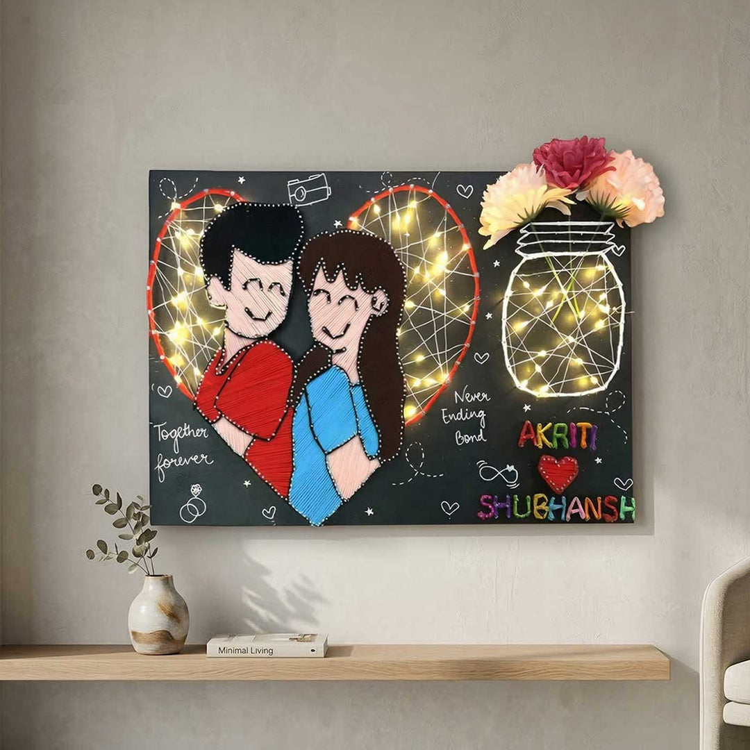 Photo Personalized String Art Heartstring Wooden Name Plate