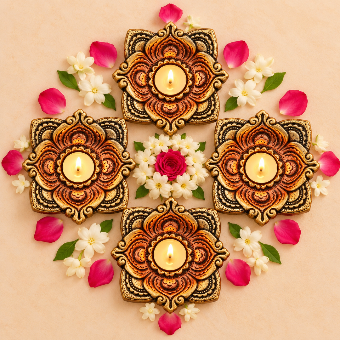 Handmade Square Terracotta Oil Lamp / Diya | Set Of 2