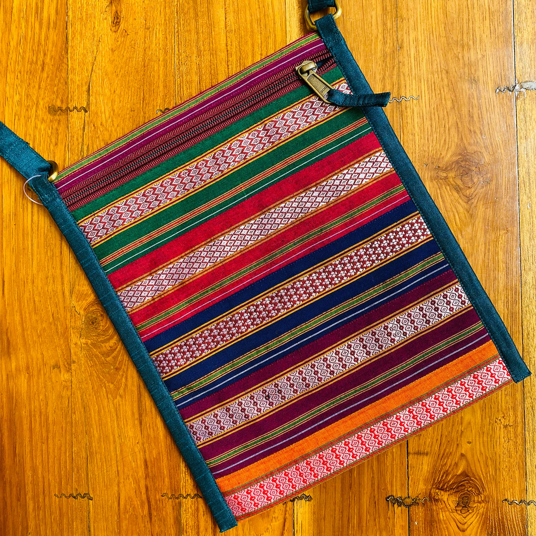 Handmade Traditional Indian Textiles Design Khunn Fabric Cotton Sling Bag