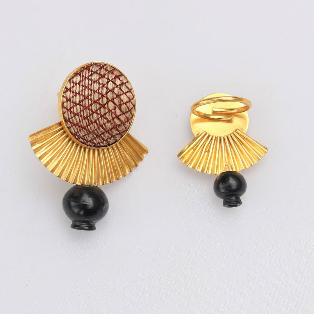 Minimal Handmade Zari Embroidered Wedding Ring | 22K Gold Plated