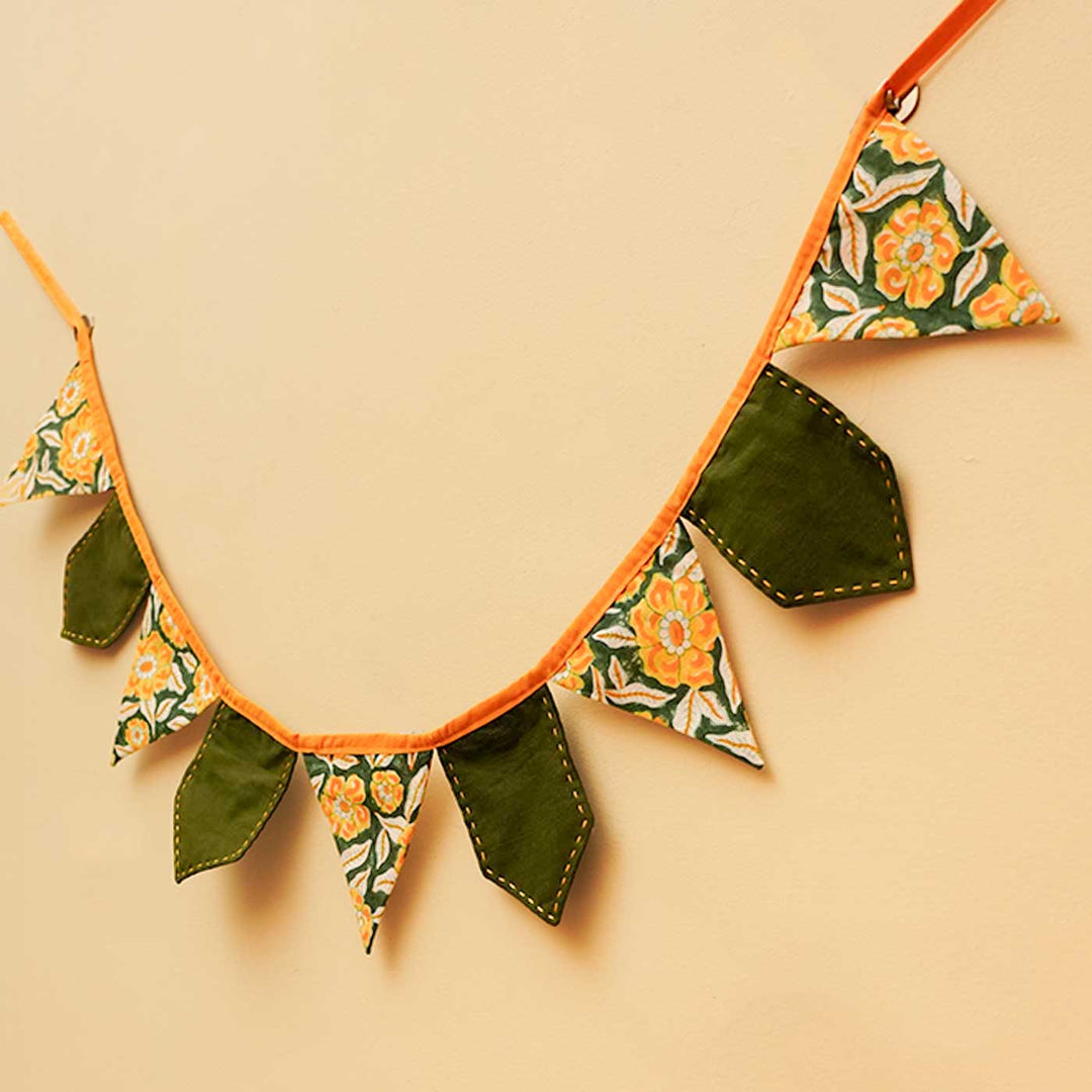 Handmade Green-Yellow Rangriti Fabric Toran