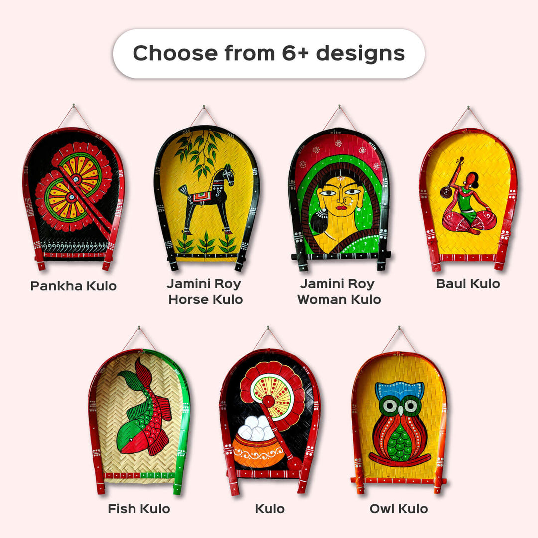 Handpainted Baul Kulo Bengali Themed Bamboo Wall Decor