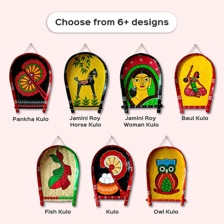 Handpainted Baul Kulo Bengali Themed Bamboo Wall Decor
