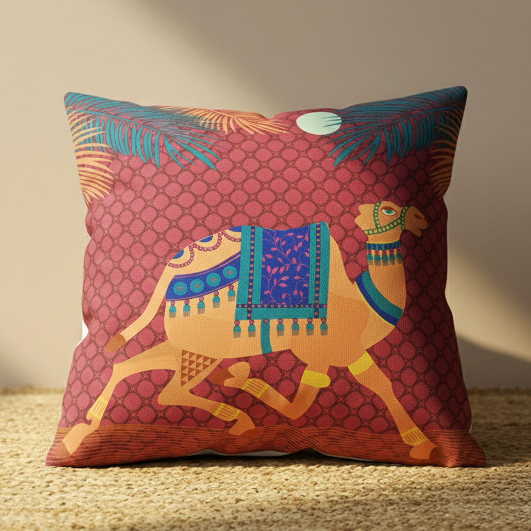 16 Inch | Printed Camel of Thar Cushion Cover