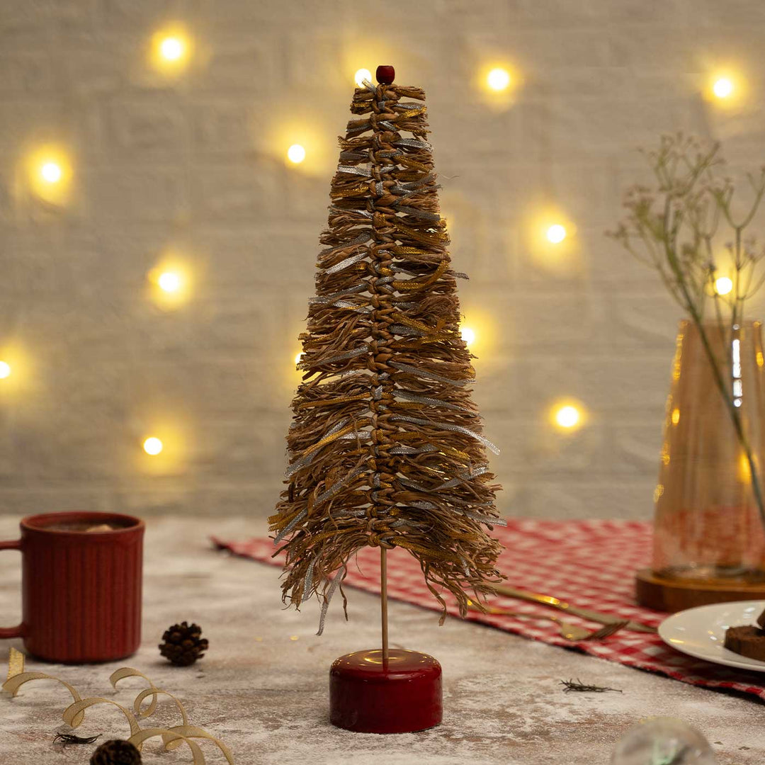 Handmade Banana Bark And Bamboo Frill Tree Christmas Ornaments