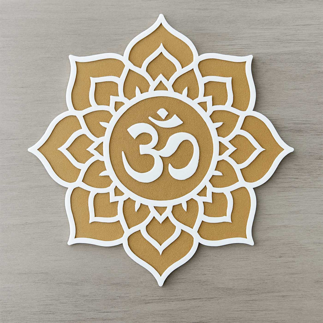 12 Inch | Floral Om MDF Wood Reusable Rangoli Stencil