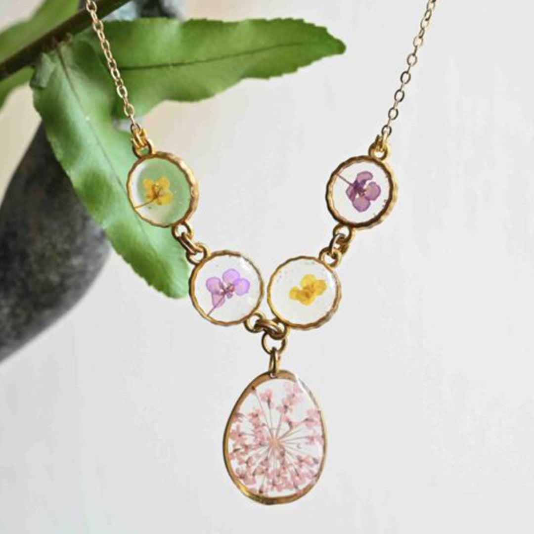 Buy Handmade Preserved Flower Victorian Brass Necklace Online On