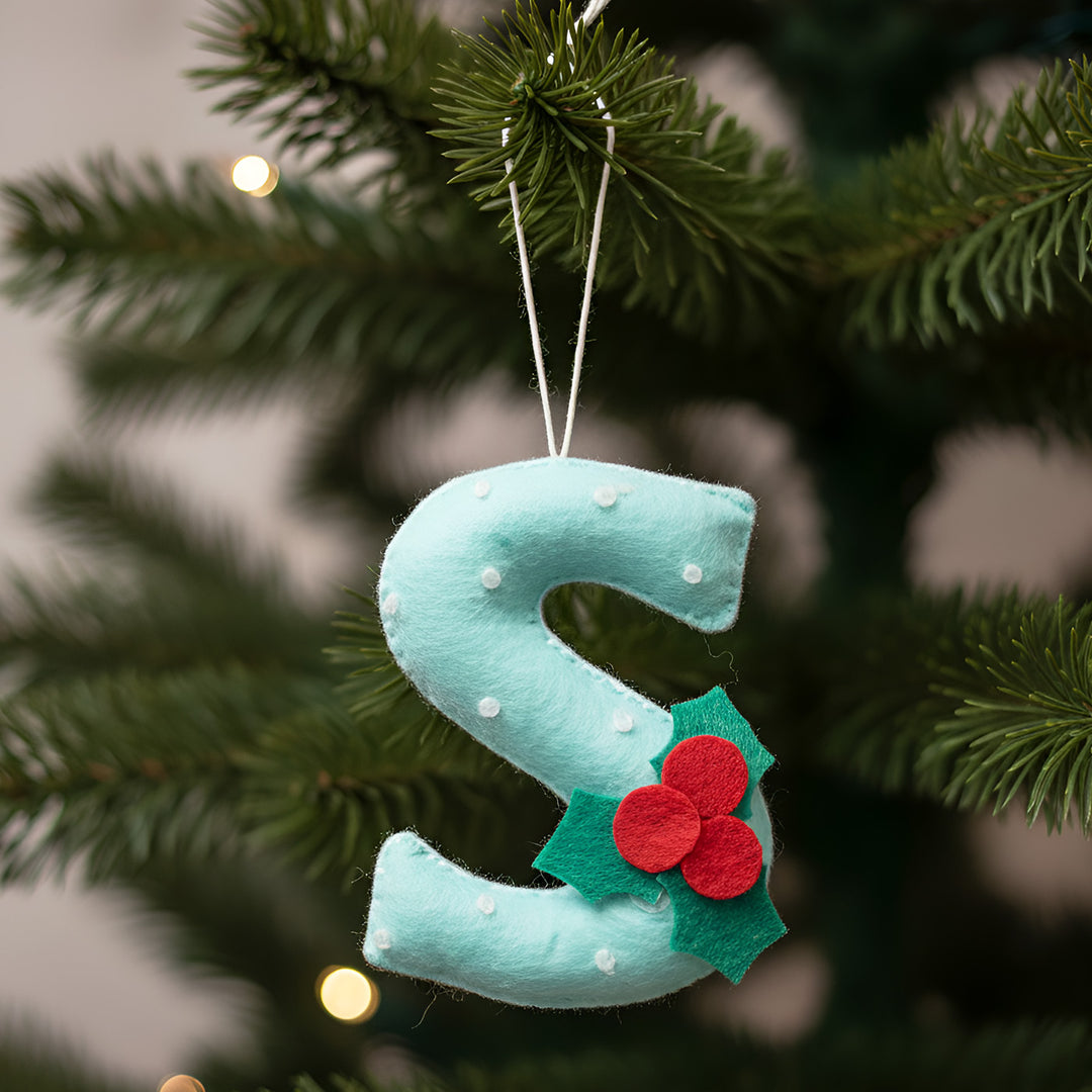Personalized Initial Felt Ornament For Christmas Decoration