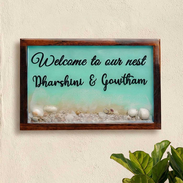Personalized Beach Theme Resin Name Plate For Couples