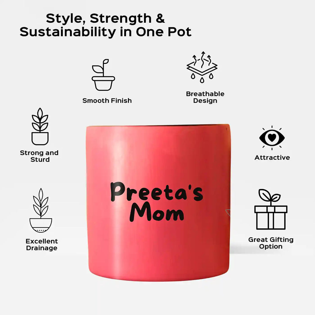 Personalized Hand-Painted Mom Theme Terracotta Planter