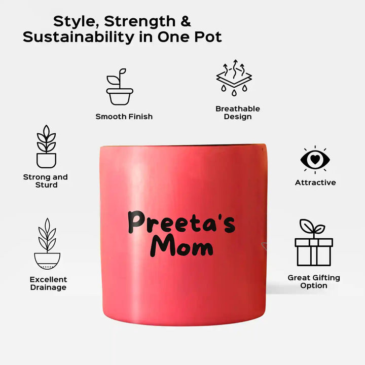 Personalized Hand-Painted Mom Theme Terracotta Planter