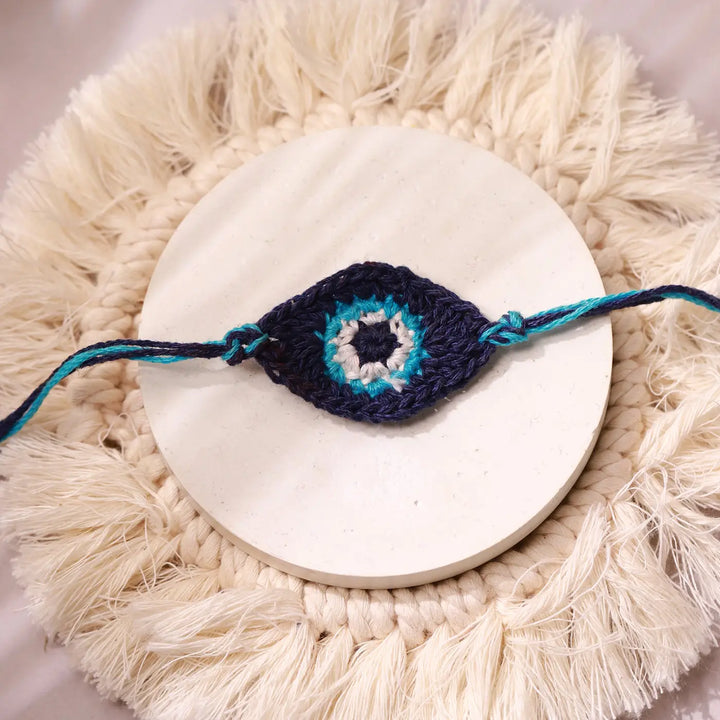 Handmade Evil Eye Rakhi With Roli Chawal