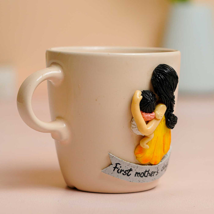 Personalized Hand-Painted Polymer Clay Mother's Day Theme Ceramic Mug