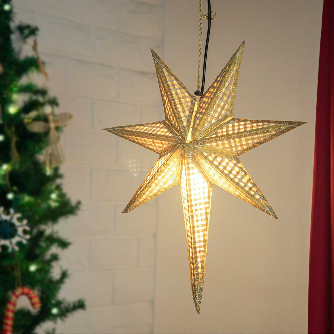 Foldable Handmade Bamboo Hope Natural Christmas Star