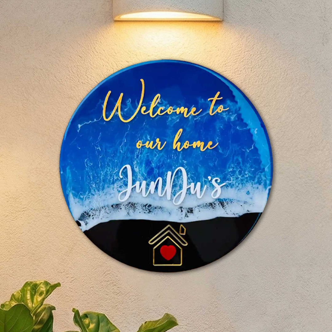 Personalized Round Beach Theme Resin Name Plate