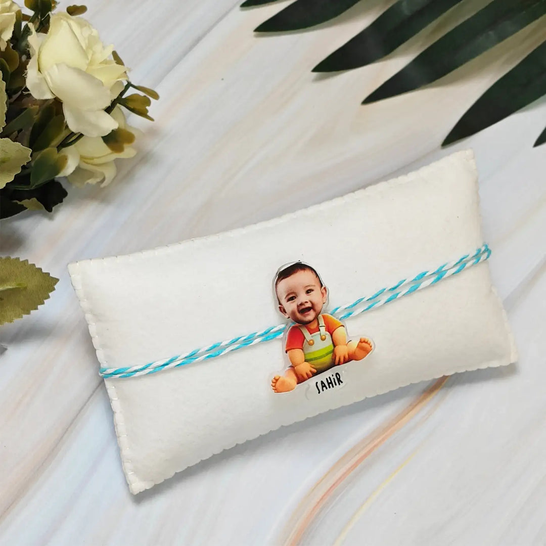 Photo Personalized Reusable Caricature Cute Baby Acrylic Rakhi