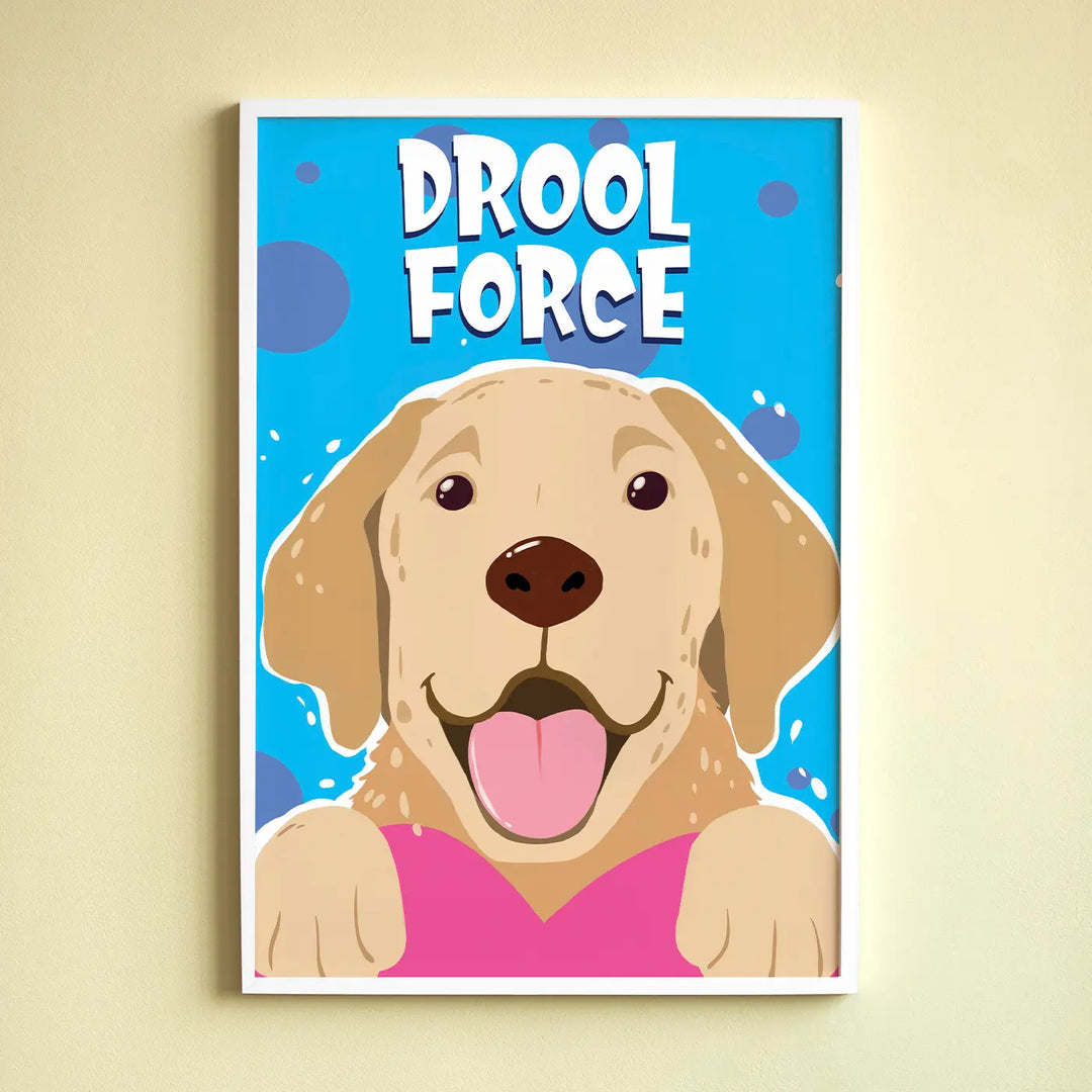 Labrador Drool Force Quirky Comic Style Printed Wall Art | 13x19 Inch | Unframed