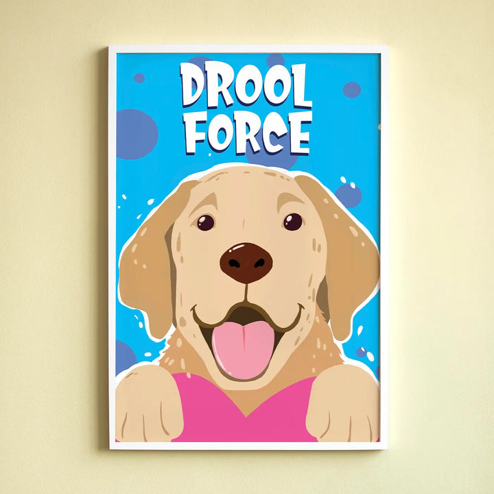 Labrador Drool Force Quirky Comic Style Printed Wall Art | 13x19 Inch | Unframed