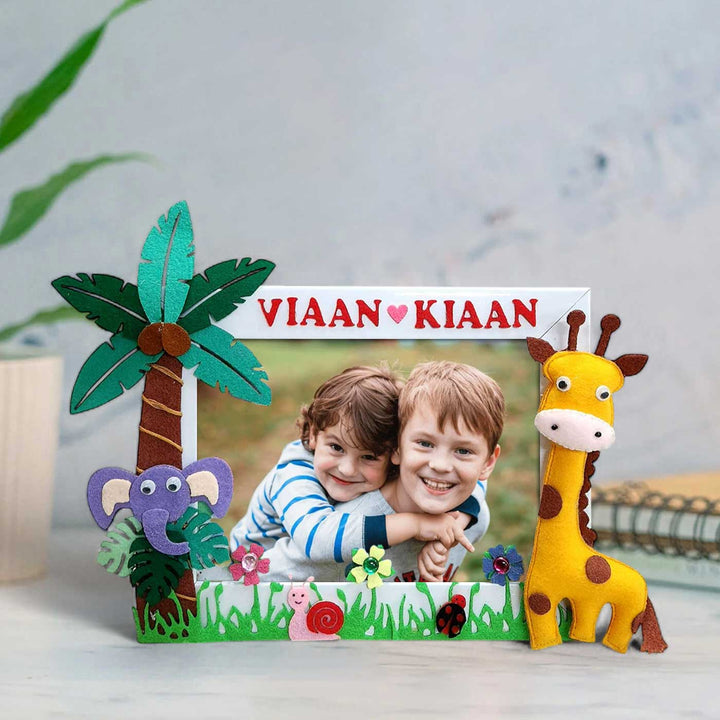 Personalized Jungle Animal Theme Felt Photo Frame
