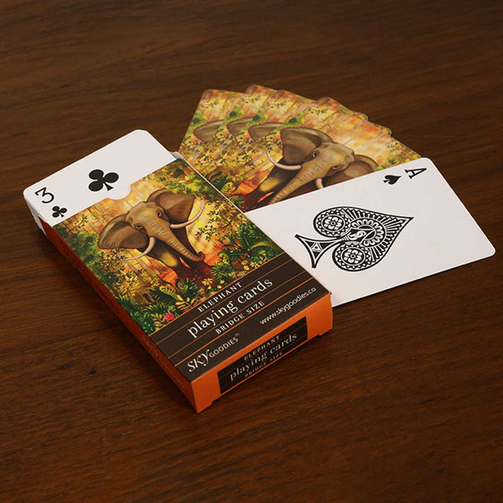Handmade Printed Elephant Design Bridge Size Playing Cards