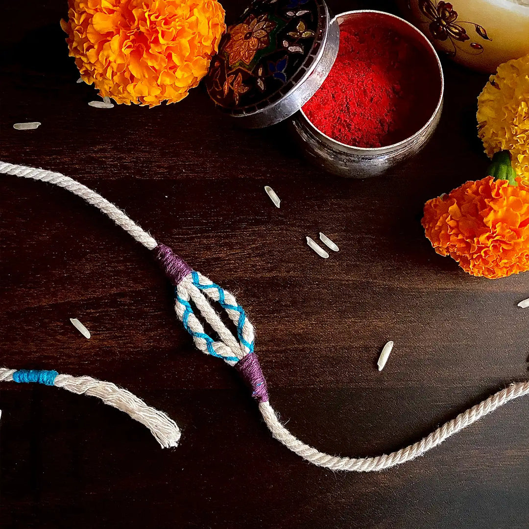 Handmade Ecofriendly Raksha Sutra Rakhi With Roli Chawal