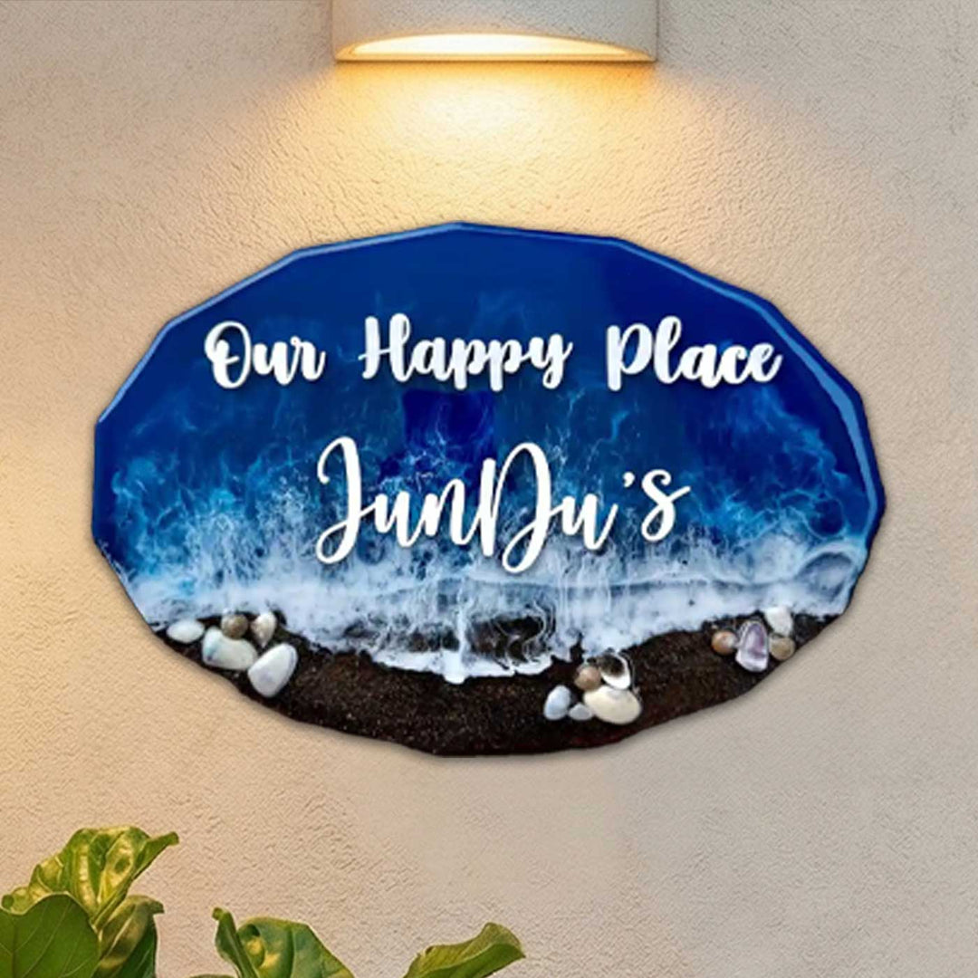 Personalized Blue Beach Theme Resin Name Plate