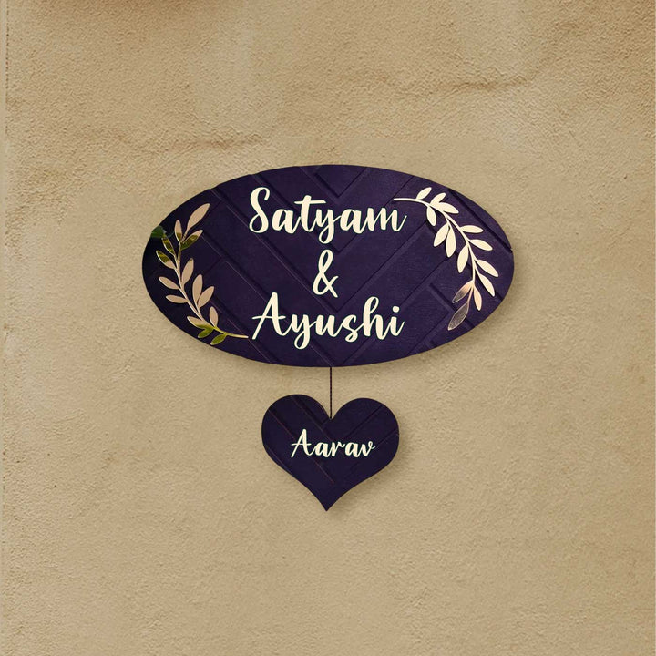 Personalized Elegant Oval Shaped Mdf Wood Name Plate