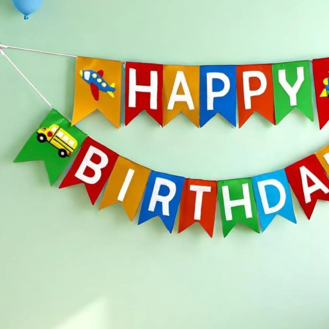Handmade Vehicle Theme Felt Happy Birthday Bunting