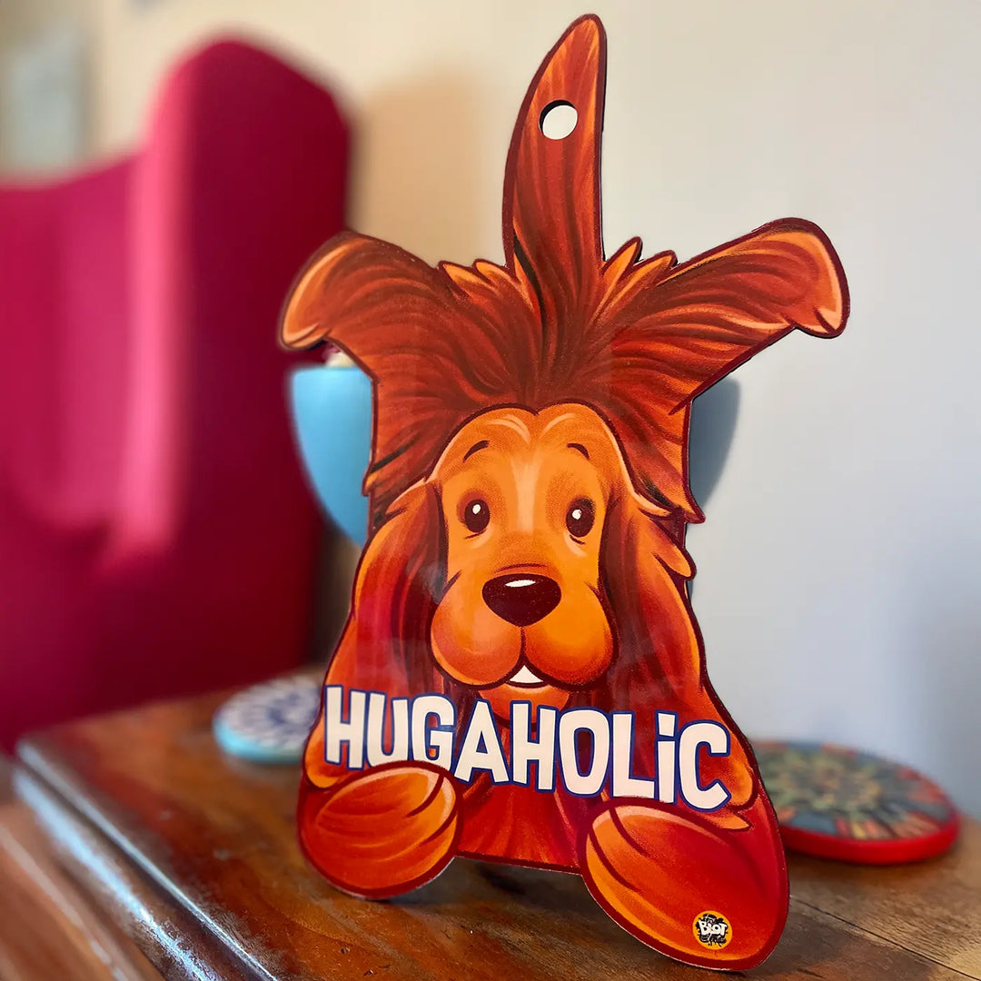 Printed Dog Theme "Hugaholic" MDF Wood Wall Decor