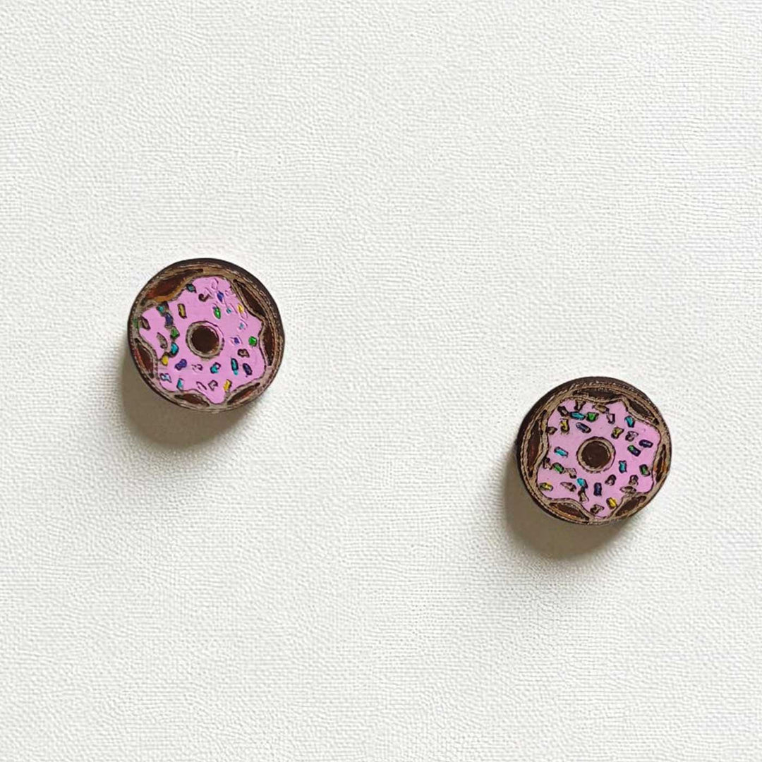 Handmade Doughnuts Wooden Earrings