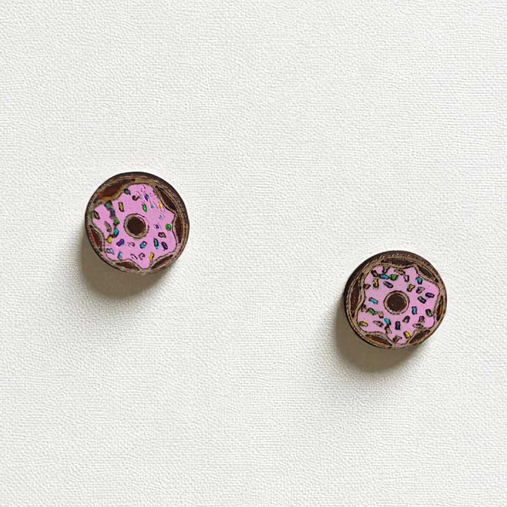 Handmade Doughnuts Wooden Earrings