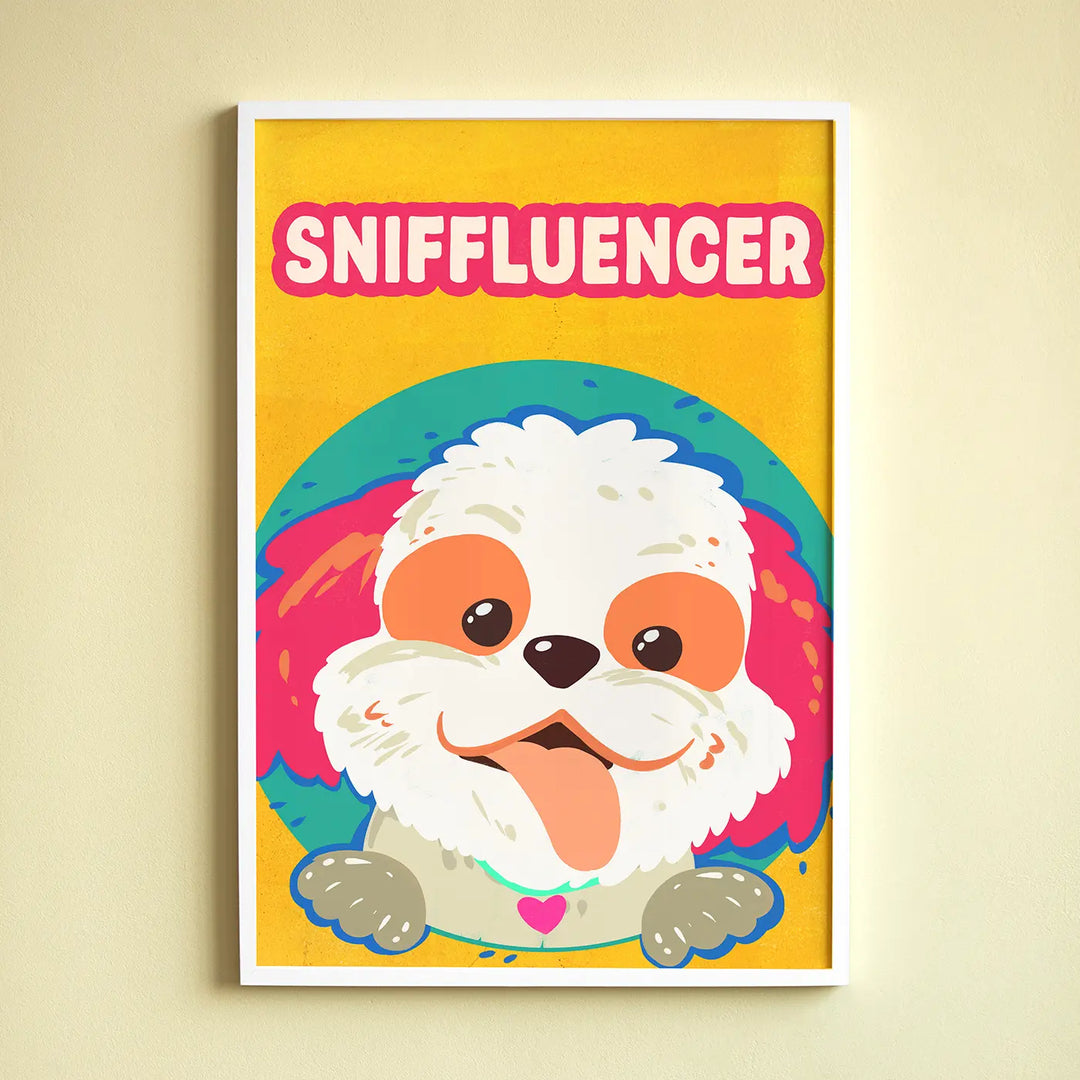 Sniffluencer Quirky Comic Style Printed Wall Art | 13x19 Inch | Unframed