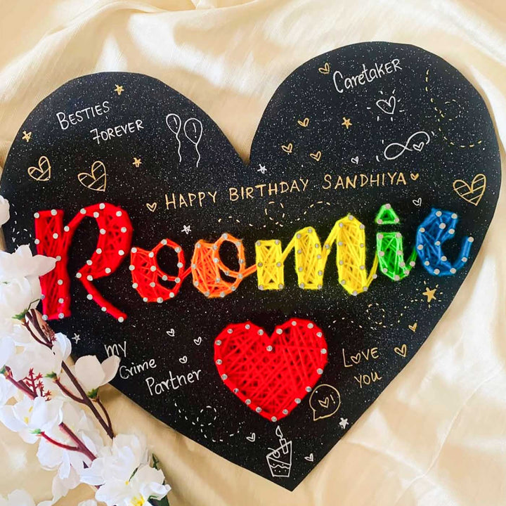 Personalized Handmade String Art Heart Shape Wooden Decorative Plaque