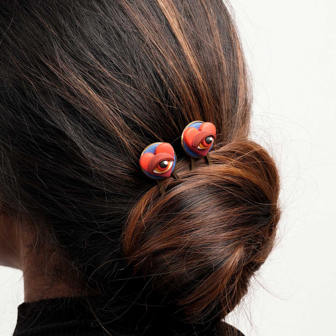Handmade Polymer Clay Heart Of Envy Hair Pin | Set Of 2