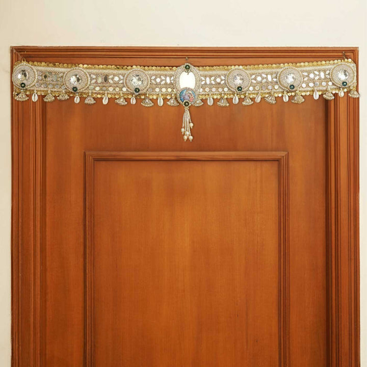 Handmade Mirror Work Krishna Kodi Jute Toran