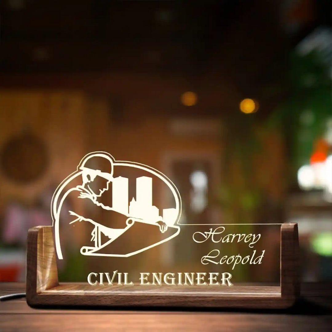 Personalized Civil Engineer Theme Acrylic Name Plate