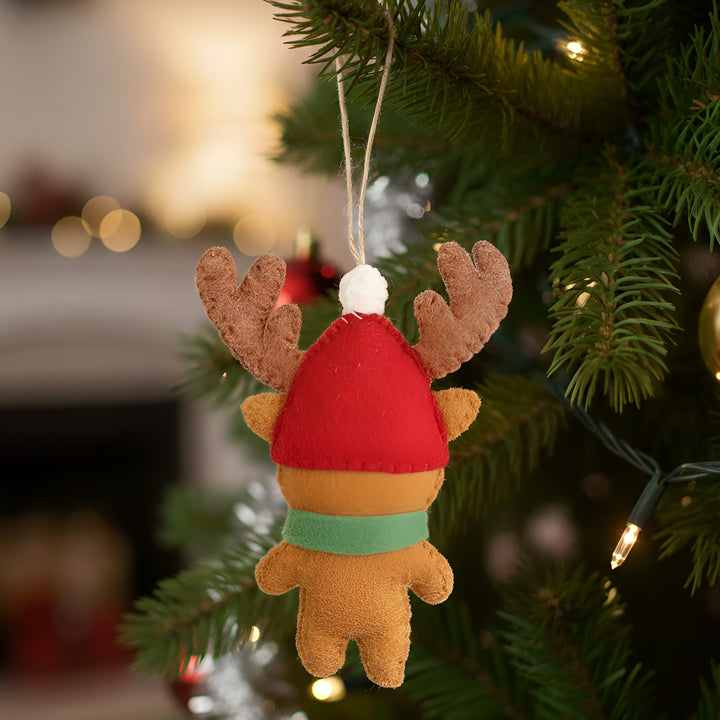 Gingerbread Reindeer Felt Ornament For Christmas Tree Decoration