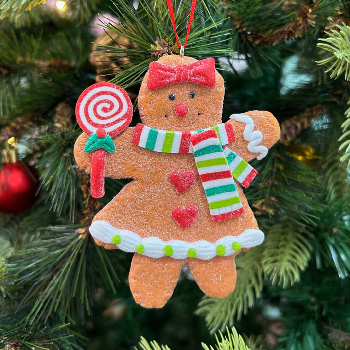 Handmade Gingerbread Cinnamon Sugar Clay Ornaments For Christmas Tree Decoration | Set Of 2
