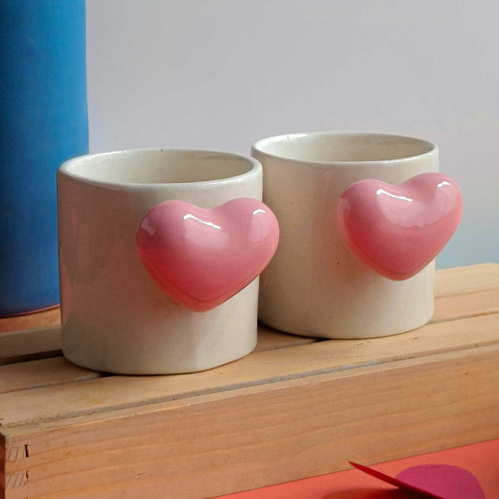 Handmade Fluffy Heart Ceramic Mug