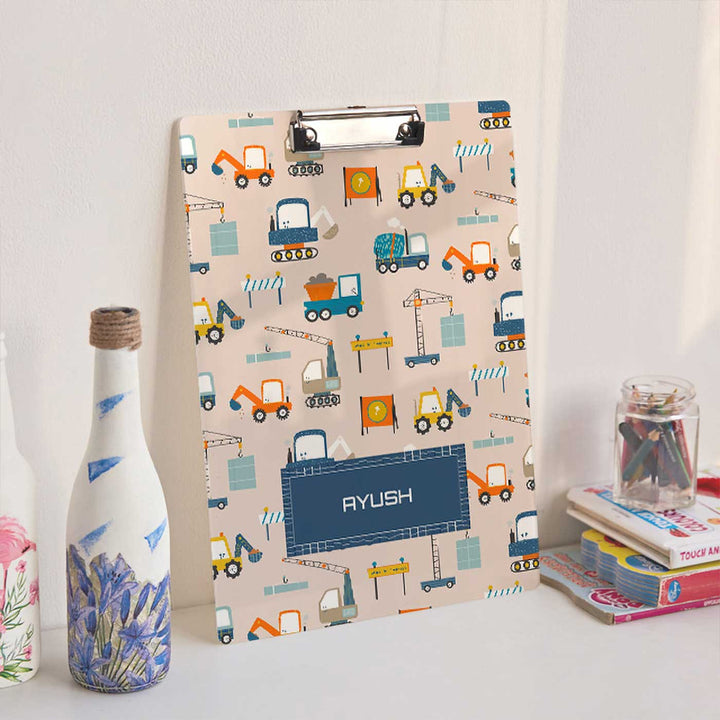 Personalized Construction Site Theme Acrylic Clipboard