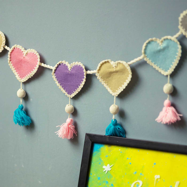 Handmade Crochet Heart Themed Felt Bunting