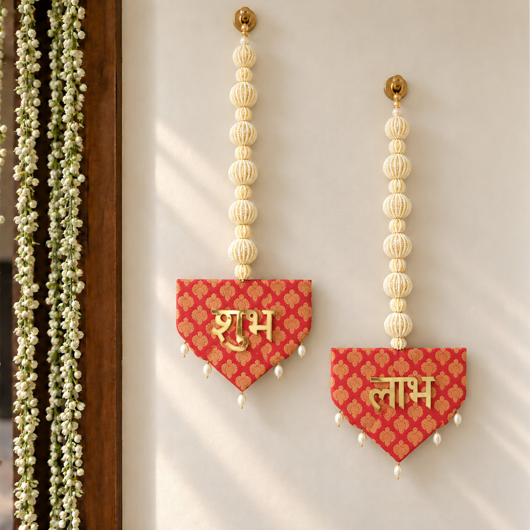 Handmade Festive Brocade Shubh Labh Hangings