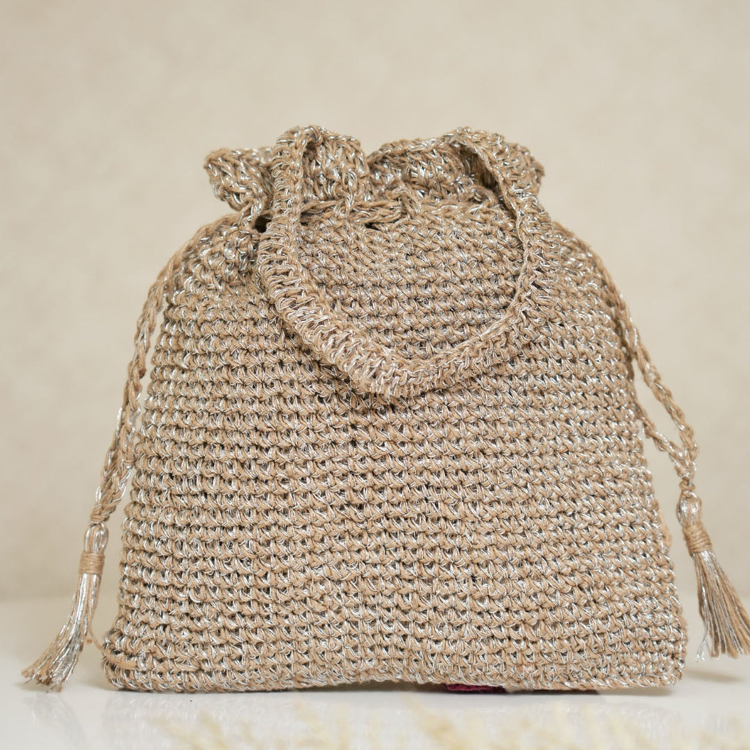 Handmade Crochet Rosette Charm Potli