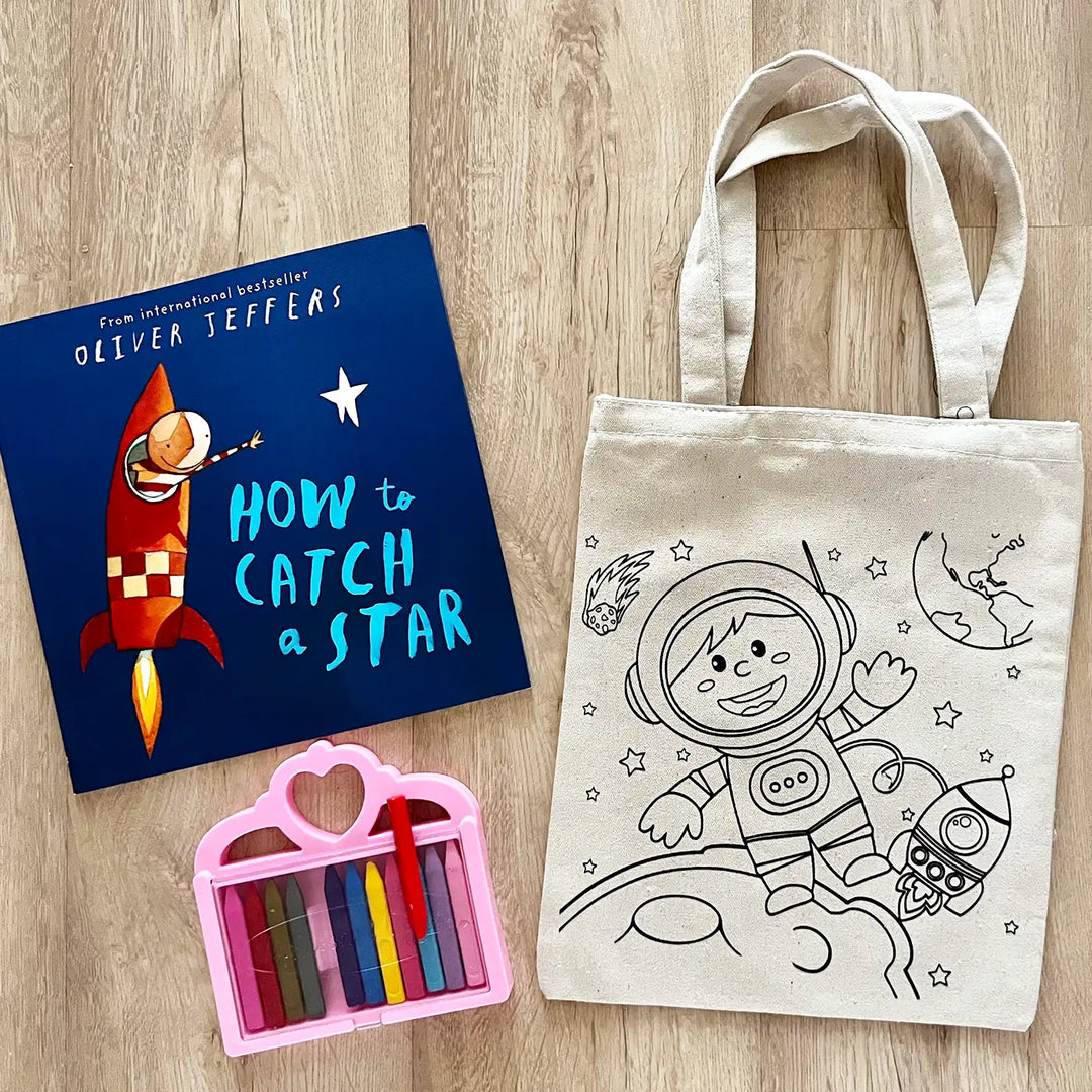 DIY Colour It Yourself Space Exploarer Cotton Kids Tote Bag