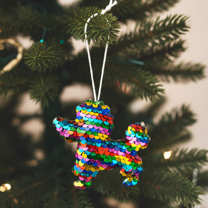 Handmade Sequin Dog Ornament For Christmas Decoration