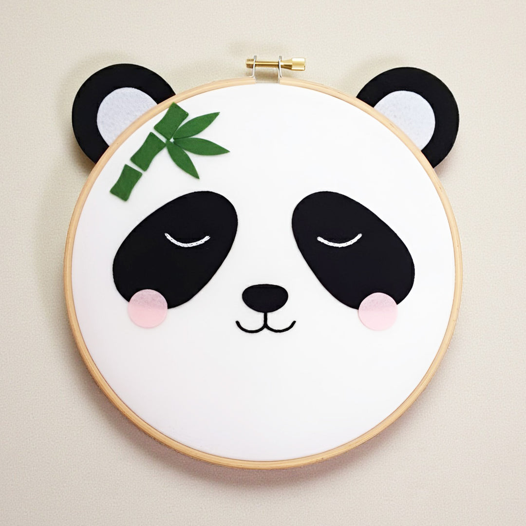 Handmade Panda Theme Felt Wall Hoop
