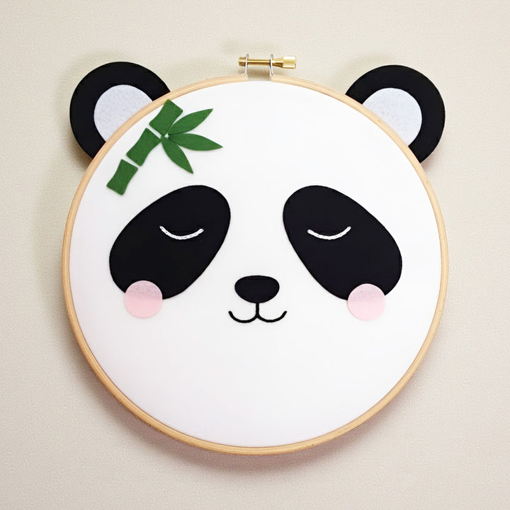 Handmade Panda Theme Felt Wall Hoop